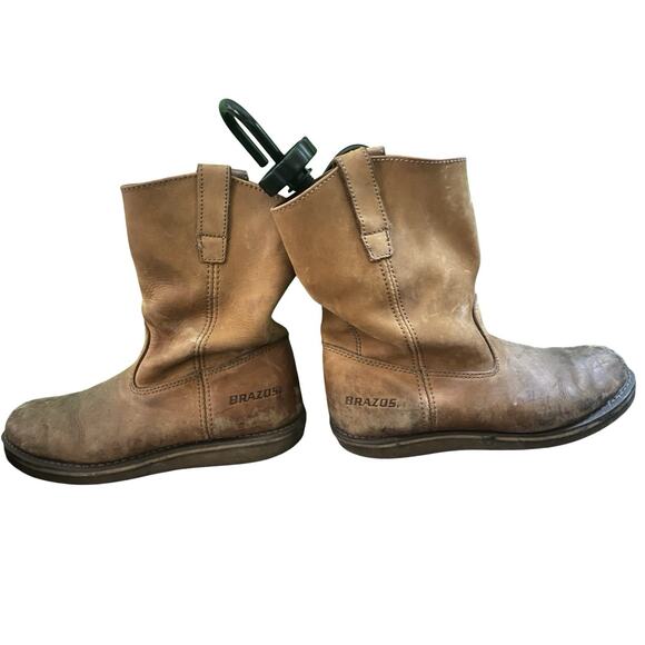Brazos Men’s Leather Work Boots Size 8.5 M - Slip-on Pull-on - Picture 2 of 9